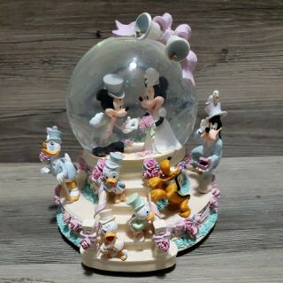 Disney Mickey & Minnie Wedding Cake Musical Snow Globe Wedding March Song