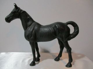 Vintage Heavy Black Cast Iron Horse Coin Bank In