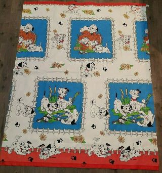 Vintage Disney Blanket 101 Dalmatians Fleece Satin Trim Twin 70 x 92 USA 90s 2
