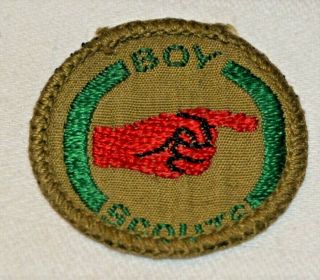 Red Finger Hand Boy Scout Pathfinder Proficiency Badge Black Back Troop Small