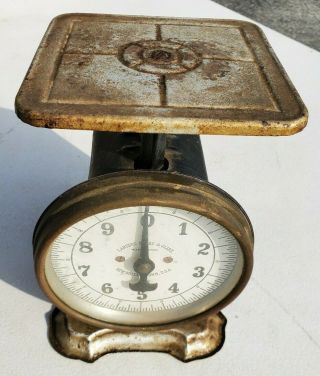 Very Rare 10 Lb.  Antique Landers Frary Clarke Glass Face Scale