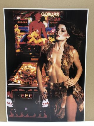 Vintage Gorgar Pinball Machine Williams Rare Nos Promo Poster 24” X 17”