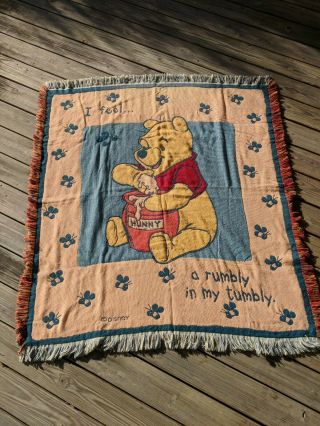 Disney Winnie The Pooh Woven Tapestry Throw Blanket Beacon Acrylic Usa Made