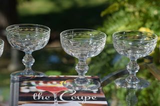 Vintage CRYSTAL Etched Cocktail Glasses Set of 5 Tiffin,  Crystal Champagne Glass 3