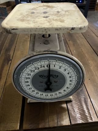 Vintage Way Rite Kitchen Household Scale 25 Lb.  Cap Made In Chicago Great