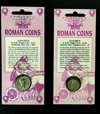 Set Of Two Double - Sided Ancient Roman Coin Replicas •