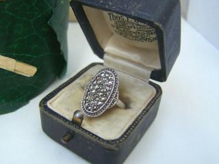 Gorgeous Vintage Solid Sterling Silver Marcasite Cocktail Ring Size K Unusual
