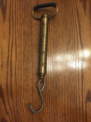 Vintage Brass Chatillon Hanging Scale 60 Lb