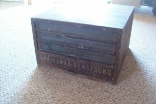 Antique Brainerd & Armstrong 4 Drawer Wood Spool Cabinet,  " Best In The Word "