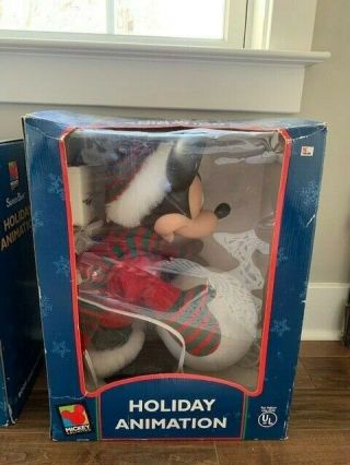 Vintage Animated Mickey Mouse Rolling Snowball Santa 