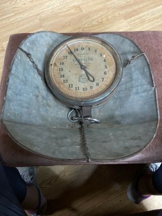 Vintage Antique Chatillon 40 Lbs Hanging Scale 8.  25”