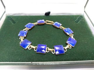 Vintage Chilean Lapis Lazuli & Sterling Silver 950 Bracelet