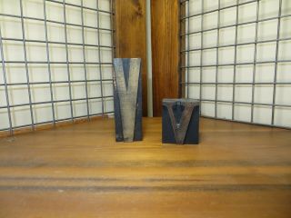 2 Letter V Antique Wood Letterpress Printing Blocks
