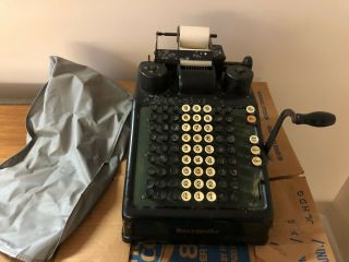 Rare Old Vintage Burroughs Adding Machine W/ Cover -
