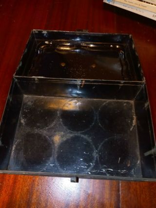 Vintage Antique Black Tin Lock Box,  Cash & Deed Box,  Strong Box 3