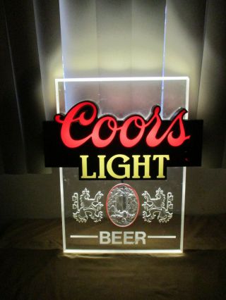 Vintage Coors Light - Up Beer 3d Bar Sign Wall Light Decor 18.  5 " X 15.  5 "