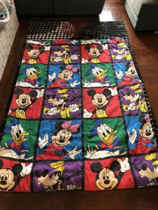 Vintage Disney Mickey Mouse Twin/ful Comforter Donald Duck Goofy Minnie Rainbow 2