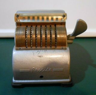 Vintage Precise Hand Crank Metal Calculator Adding Machine