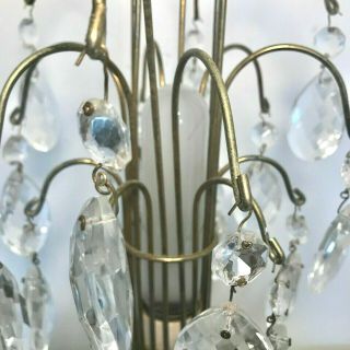 Vintage Hollywood Regency Waterfall Table Lamp Leaded Hand - Cut Crystals Hanging 2