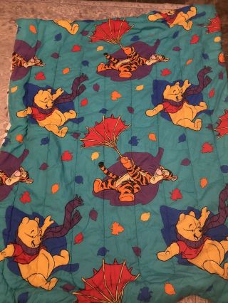 Vintage Winnie The Pooh Twin Comforter Fall Leaves Blustery Day Tigger 90s Skirt