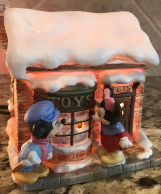Schmid Mickey’s Christmas Carol Village Toy Store W/ Minnie Lighted House
