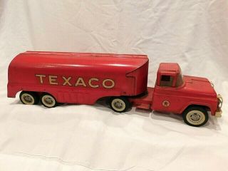 Vintage " Buddy L " Texaco Gas Tanker Pressed Steel Tanker Red Toy Truck