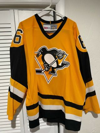 1984 - 85 Mario Lemieux Pittsburgh Penguins White Ccm Vintage Jersey Size Xl
