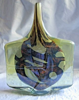 Vintage Mdina Art Glass Malta,  Fish Axe Head,  Single Fine Stem Vase,