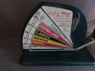 Vintage Antique JIFFY WAY Chicken EGG SCALE Owatonna MN Poultry Farm Decor GREEN 3