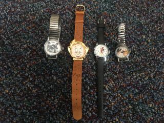 4 Vintage Watches - Beatles,  Mickey Mouse,  Snow White/dopey,  & Dopey -