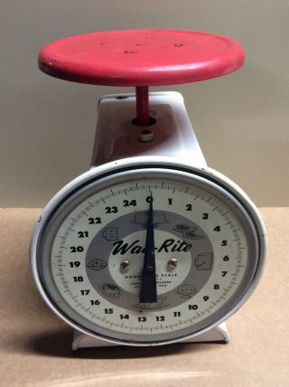 Vintage Way - Rite Household Kitchen Scale 25 Capacity Red/white Usa