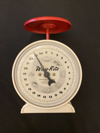 Vintage Way Rite Scale 25 Lbs Red Hanson Company Household Made In Chicago Usa