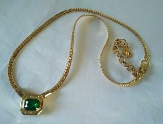 Vintage Christian Dior Necklace Emerald Green Stone Set