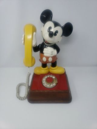 1976 Mickey Mouse Rotary Dial Telephone Brass Dial - Vintage