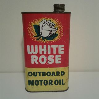 Vintage White Rose Motor Oil Tin Can