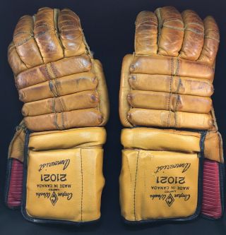Vintage Cooper Weeks 21021 Leather Hockey Gloves Made In Canada