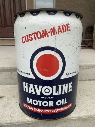 Vintage Havoline Oil Can 5 Gallon Pail Oil