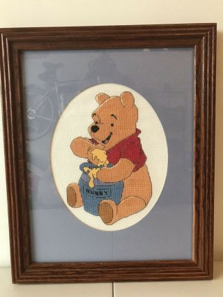 Vintage Winnie The Pooh Framed Needle Point Picture