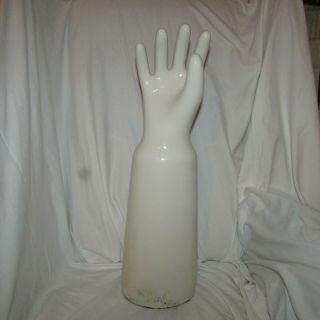 Vintage Large 22 " White Ceramic Porcelain Hand Glove Mold,  9 1/2 W