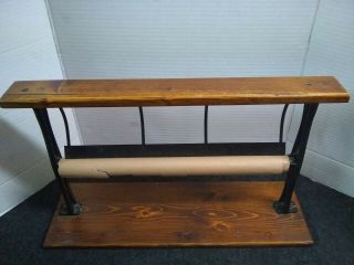 Vintage 17 " Cast Iron Grocery Store Butcher Paper Cutter Holder Farmhouse Kitch