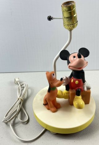 Vintage Walt Disney Mickey Mouse Pluto Balloon Nightlight And Lamp No Balloons