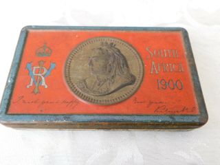 Lovely Vintage South Africa Boer War Queen Victoria Empty Chocolate Tin 1 Of 2