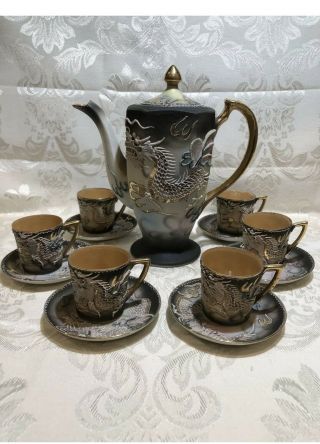 Vintage 1920s,  Moriyama Mori - Machi Moriage Dragonware Teapot,  Coffee Cup/Saucer 2