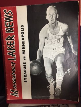 3 Vintage Minneapolis Lakers News 1955 Basketball Programs.  Autographs