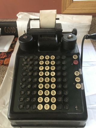Burroughs 1920s 8 Column Vintage Hand Crank Portable Adding Machine