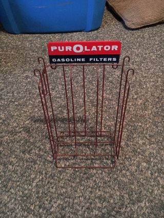 Vintage Purolator Gasoline Filters Counter Top Display Sign Rack