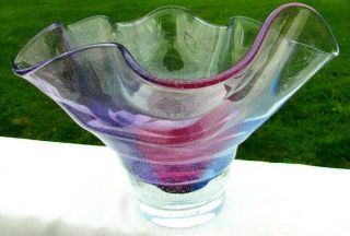 Vintage Adam Jablonski Crystal Art Glass Bowl Signed 10 " W 8 " H 4 " Base