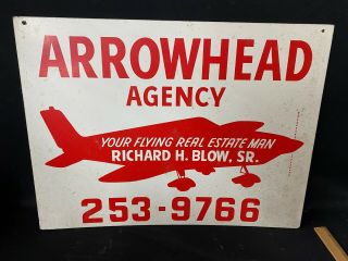Vintage Real Estate Sign Arrowhead Agency Your Flying Real Estate Man Amherst Ma