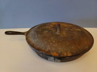 Vintage Cast Iron Frying Pan With Lid 10 Sk Usa