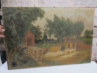 Really Old Painting Oil On Canvas Landscape